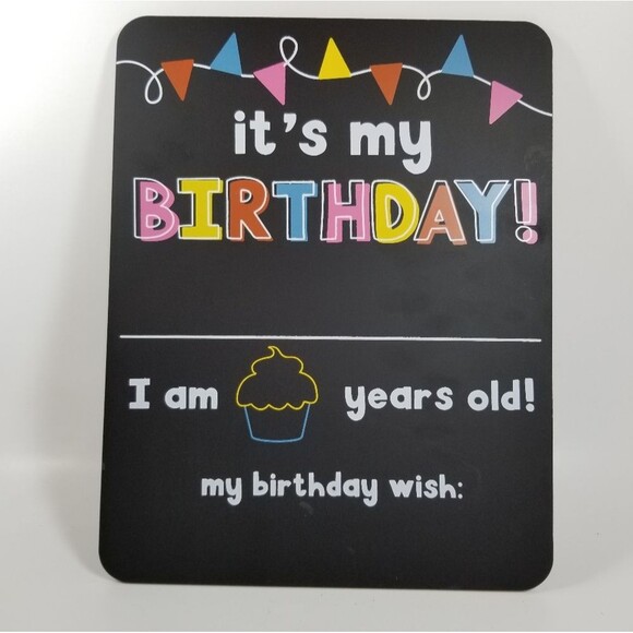 It's My Birthday! Chalkboard Photo Prop Colorful Keepsake - Picture 1 of 3